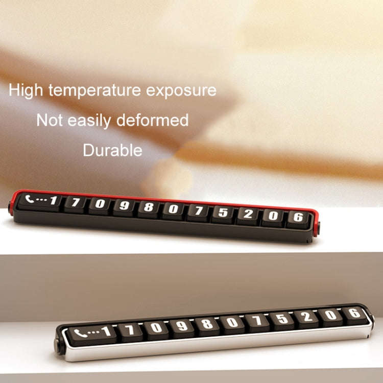 Aluminum Alloy Temporary Parking Number Plate Interior Decoration(Black Red)