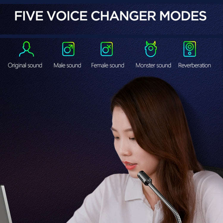 USB Gaming Microphone Built In Sound Card 5 Voice Changing Modes with RGB Lighting