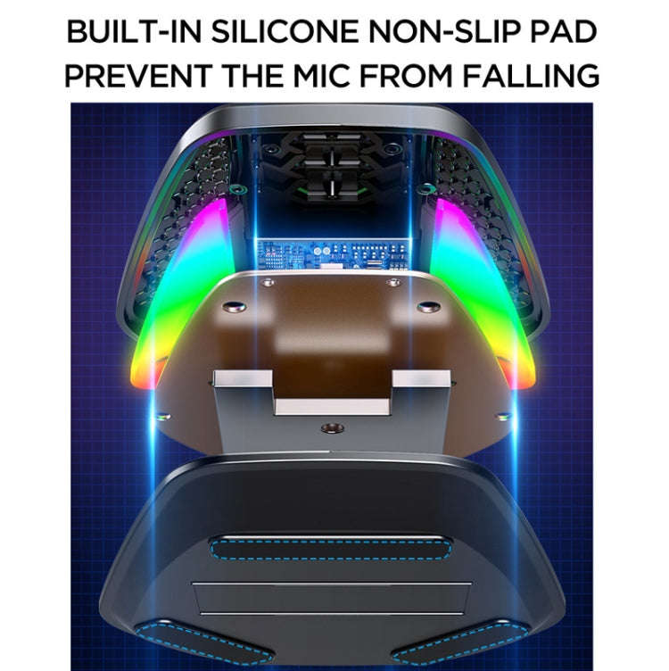 USB Gaming Microphone Built In Sound Card 5 Voice Changing Modes with RGB Lighting