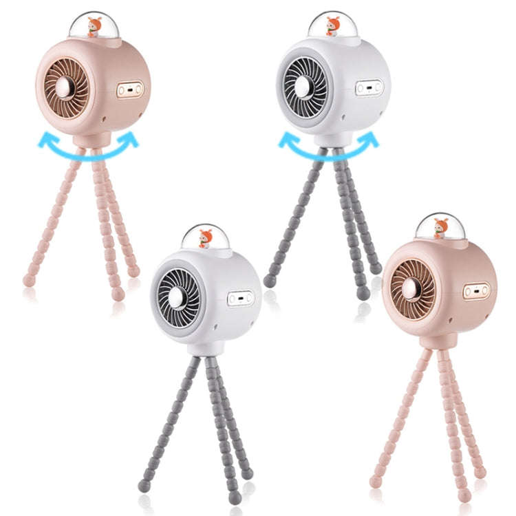 Baby Stroller Fan Home Mute Outdoor Cooling Portable Rabbit Octopus Fan Without Shake Head (White)