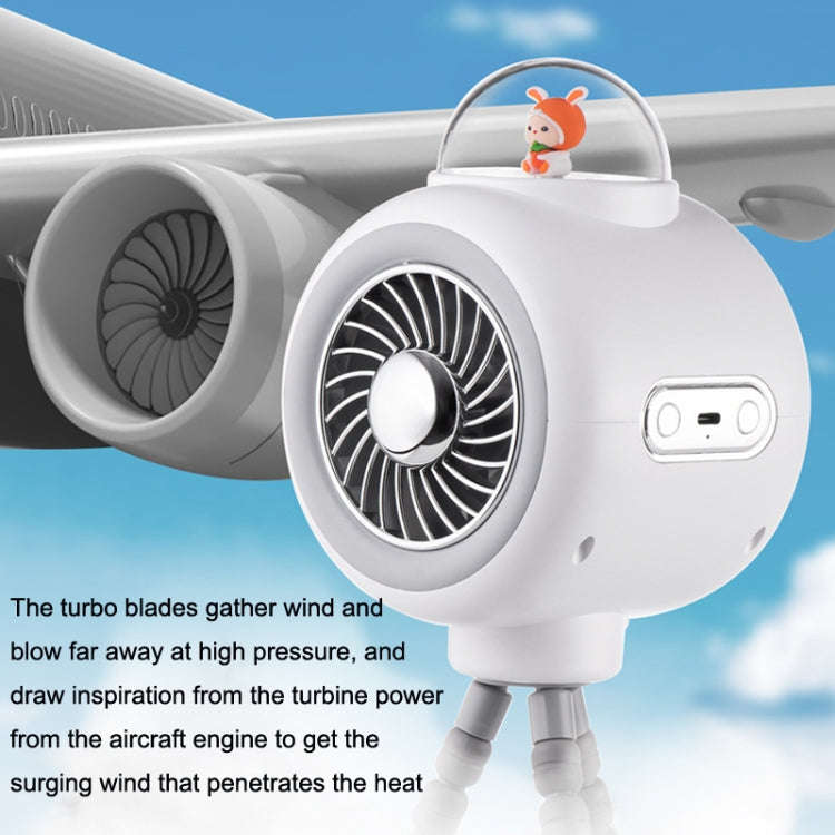 Baby Stroller Fan Home Mute Outdoor Cooling Portable Rabbit Octopus Fan Without Shake Head (White)