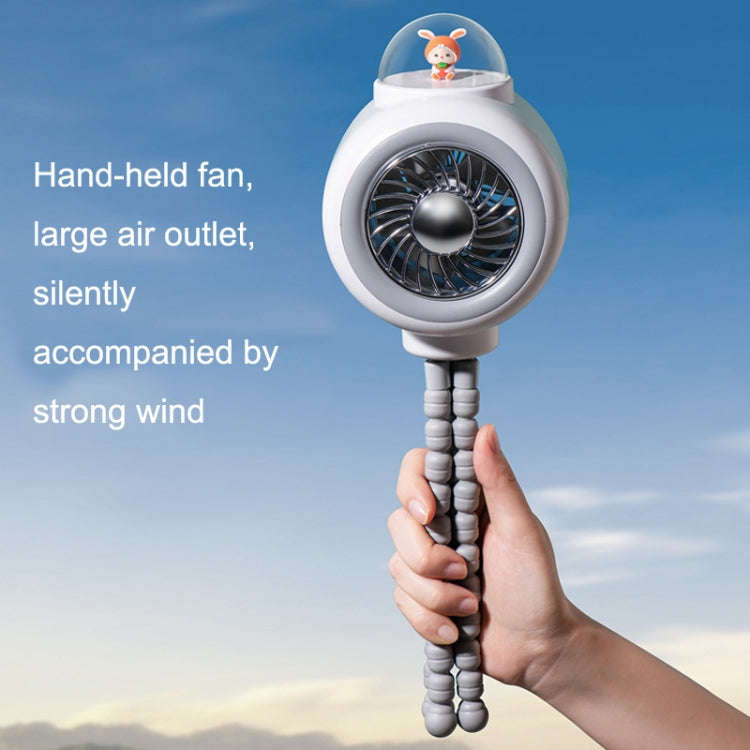 Baby Stroller Fan Home Mute Outdoor Cooling Portable Rabbit Octopus Fan Without Shake Head (White)