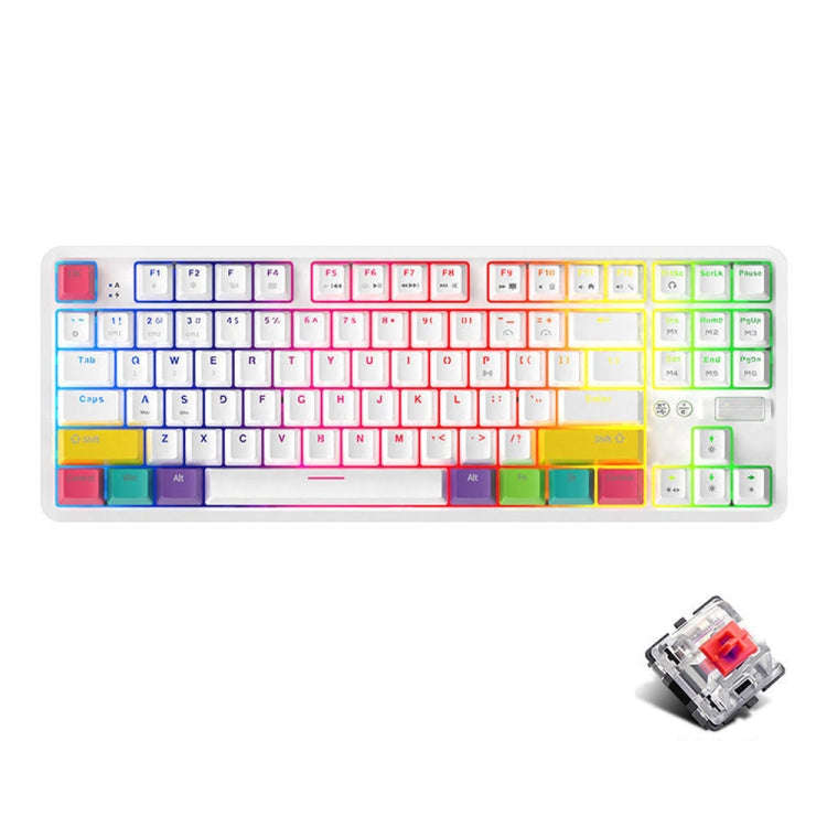 Ajazz K870T 87-Key Hot Swap Bluetooth/Wired Dual Mode RGB Backlight Office Game Mechanical Keyboa...