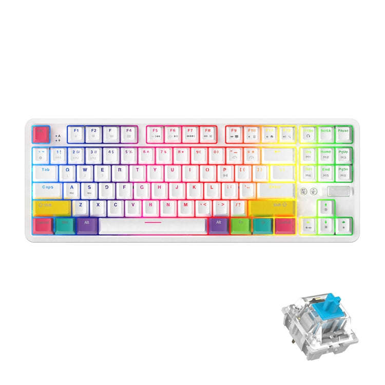 Ajazz K870T 87-Key Hot Swap Bluetooth/Wired Dual Mode RGB Backlight Office Game Mechanical Keyboa...