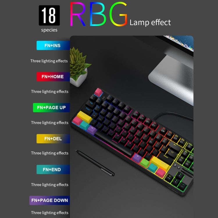 Ajazz K870T 87-Key Hot Swap Bluetooth/Wired Dual Mode RGB Backlight Office Game Mechanical Keyboa...