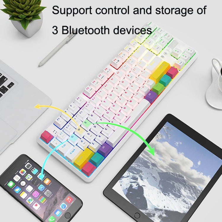 Ajazz K870T 87-Key Hot Swap Bluetooth/Wired Dual Mode RGB Backlight Office Game Mechanical Keyboa...