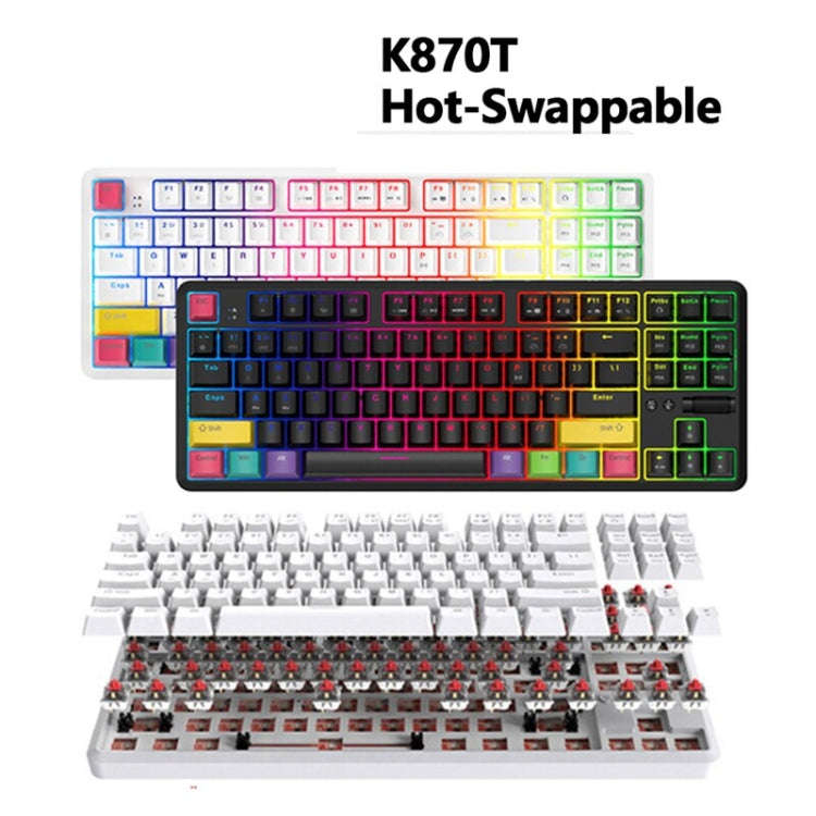 Ajazz K870T 87-Key Hot Swap Bluetooth/Wired Dual Mode RGB Backlight Office Game Mechanical Keyboa...