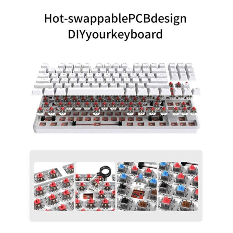 Ajazz K870T 87-Key Hot Swap Bluetooth/Wired Dual Mode RGB Backlight Office Game Mechanical Keyboa...