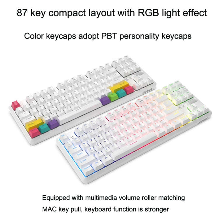 Ajazz K870T 87-Key Hot Swap Bluetooth/Wired Dual Mode RGB Backlight Office Game Mechanical Keyboa...