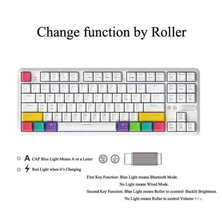 Ajazz K870T 87-Key Hot Swap Bluetooth/Wired Dual Mode RGB Backlight Office Game Mechanical Keyboa...