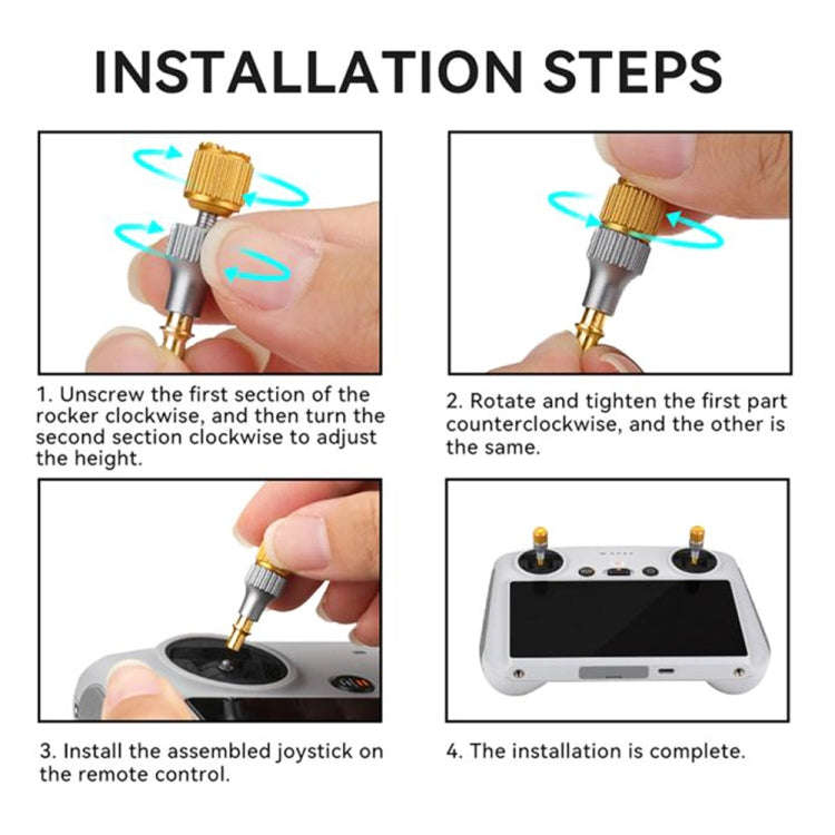 For DJI Mini 3 Pro RCSTQ Aluminum Alloy Two Color Telescopic Joystick With Screen Remote Control ...