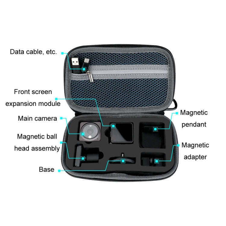 For DJI Action 2 RCSTQ Action Camera Hard Case Accessory Bag(Silver Gray)
