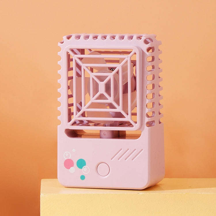 820 Mini Desktop USB Charging Fan Handheld Portable Dormitory Square Small Fan(Coral Pink)