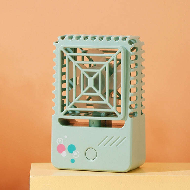 820 Mini Desktop USB Charging Fan Handheld Portable Dormitory Square Small Fan(Forest Green)