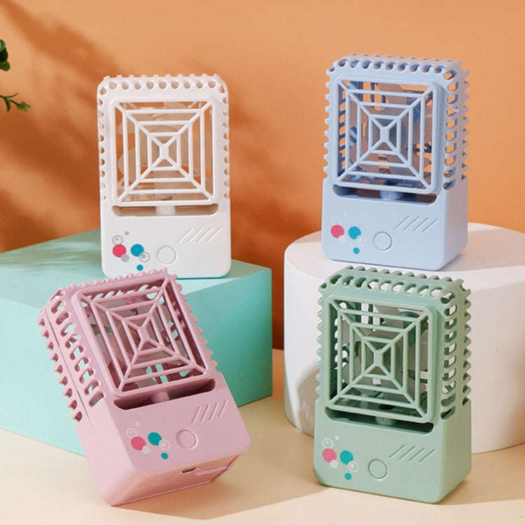 820 Mini Desktop USB Charging Fan Handheld Portable Dormitory Square Small Fan(Coral Pink)
