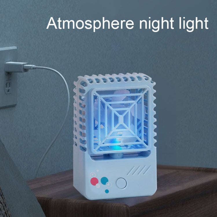 820 Mini Desktop USB Charging Fan Handheld Portable Dormitory Square Small Fan(Forest Green)
