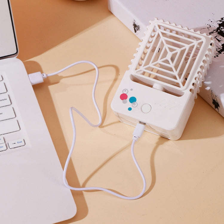 820 Mini Desktop USB Charging Fan Handheld Portable Dormitory Square Small Fan(Coral Pink)