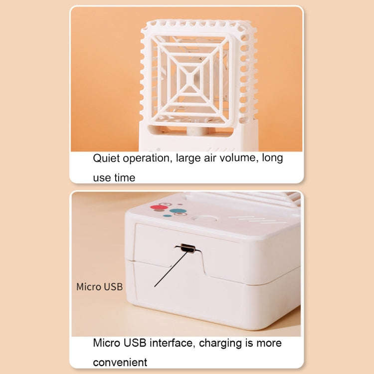 820 Mini Desktop USB Charging Fan Handheld Portable Dormitory Square Small Fan(Coral Pink)