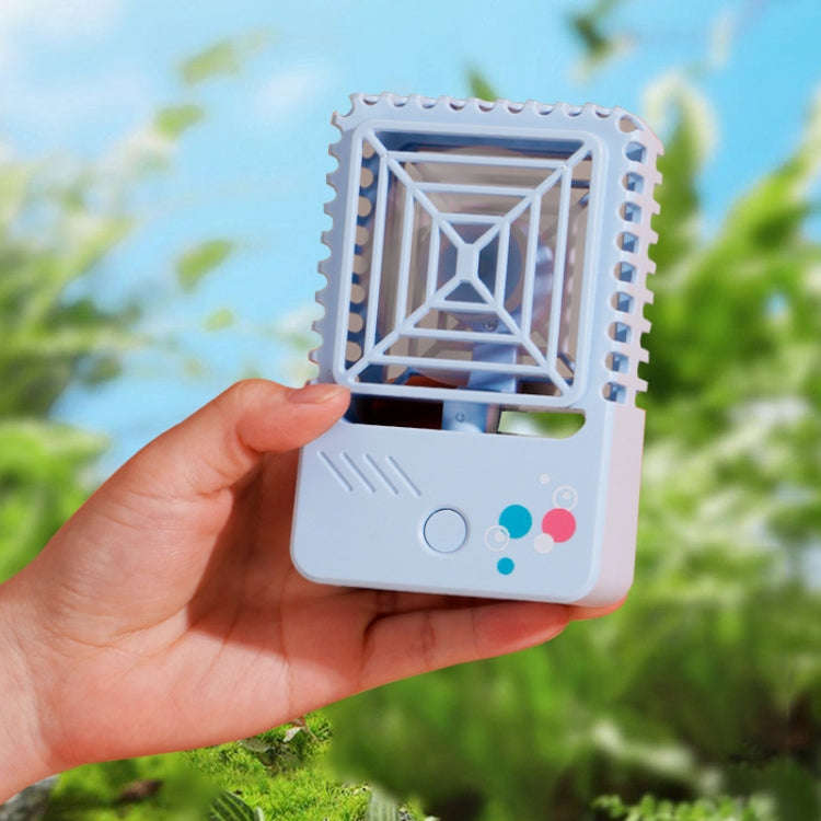 820 Mini Desktop USB Charging Fan Handheld Portable Dormitory Square Small Fan(Forest Green)