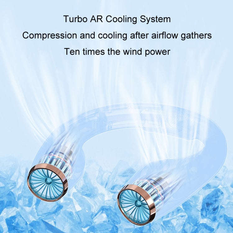 USB Charging Big Wind Cooling Leafless Hanging Neck Fan(Blue)