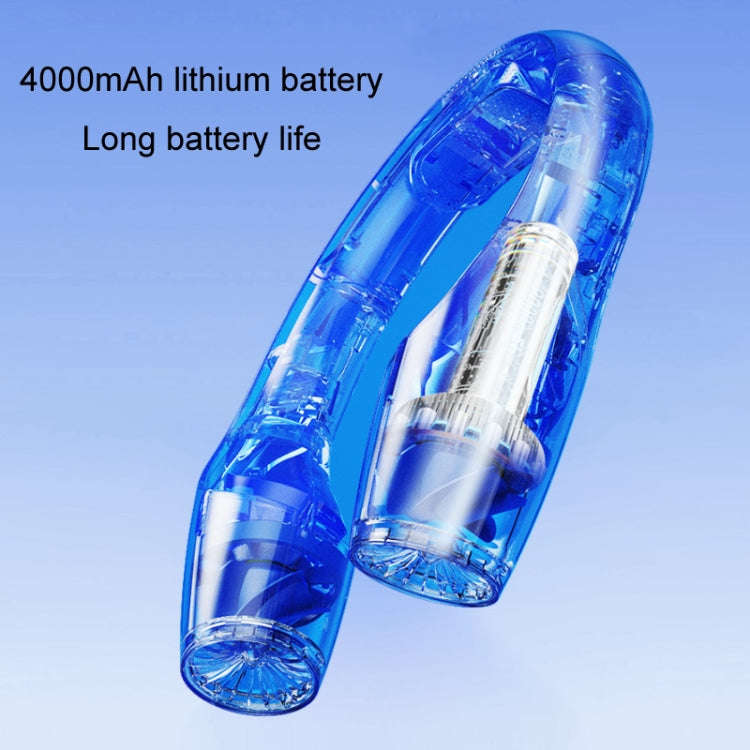 USB Charging Big Wind Cooling Leafless Hanging Neck Fan(Blue)