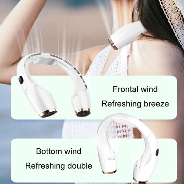 USB Charging Big Wind Cooling Leafless Hanging Neck Fan(Blue)