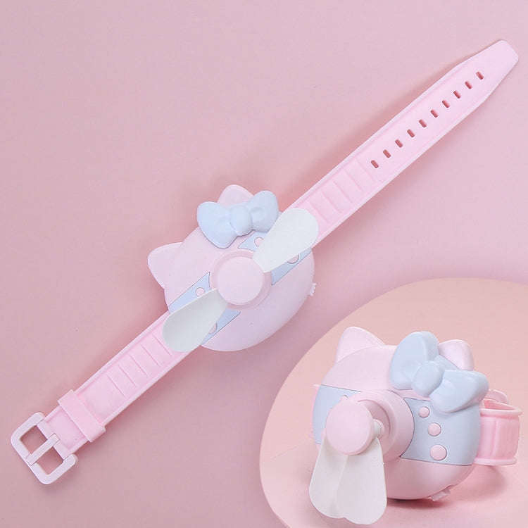 1158 Cartoon Shape Children Watch Fan USB Charging Portable Wrist Mini Fan(Pink Purple)