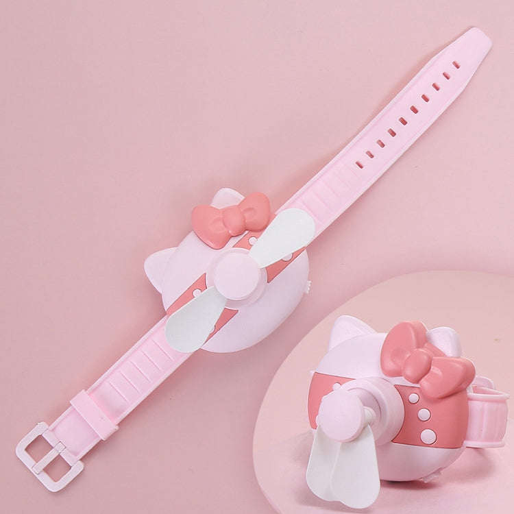 1158 Cartoon Shape Children Watch Fan USB Charging Portable Wrist Mini Fan(Pink)