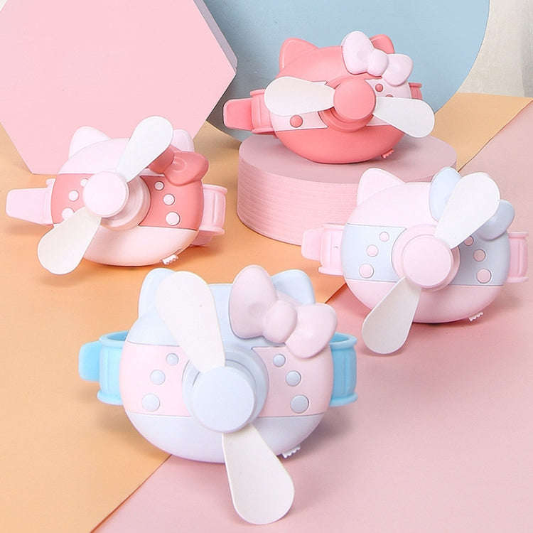 1158 Cartoon Shape Children Watch Fan USB Charging Portable Wrist Mini Fan(Coral Red)