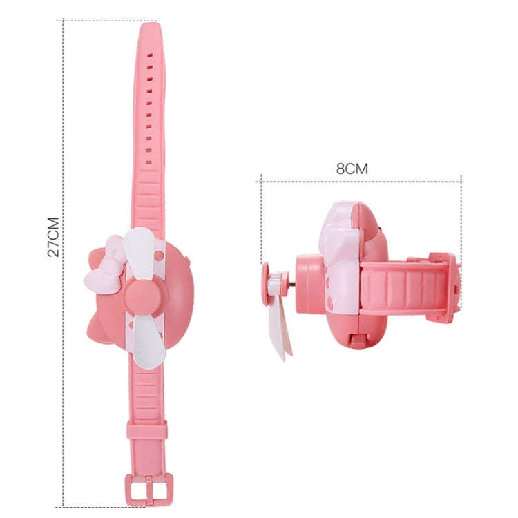 1158 Cartoon Shape Children Watch Fan USB Charging Portable Wrist Mini Fan(Pink)