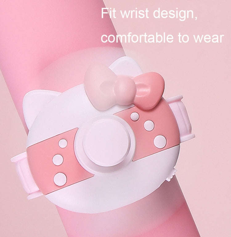 1158 Cartoon Shape Children Watch Fan USB Charging Portable Wrist Mini Fan(Pink Blue)