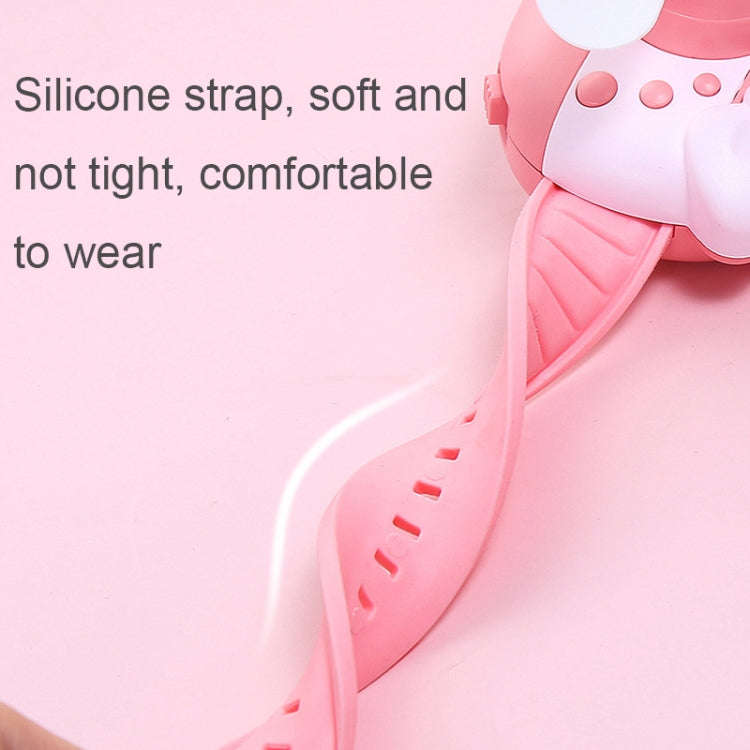 1158 Cartoon Shape Children Watch Fan USB Charging Portable Wrist Mini Fan(Pink Blue)