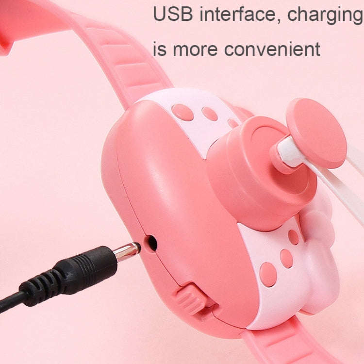 1158 Cartoon Shape Children Watch Fan USB Charging Portable Wrist Mini Fan(Pink)