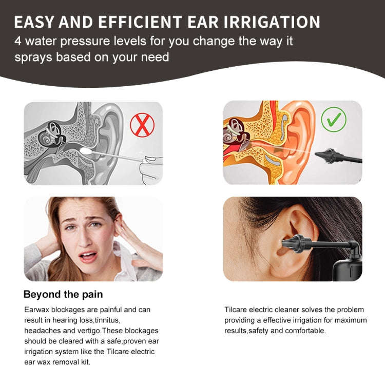 Water Powered Ear Cleaner Electric Triple Jet Stream with 3 Pressure Settings