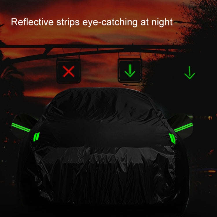 190T Silver Coated Cloth Car Rain Sun Protection Car Cover with Reflective Strip, Size: XXL