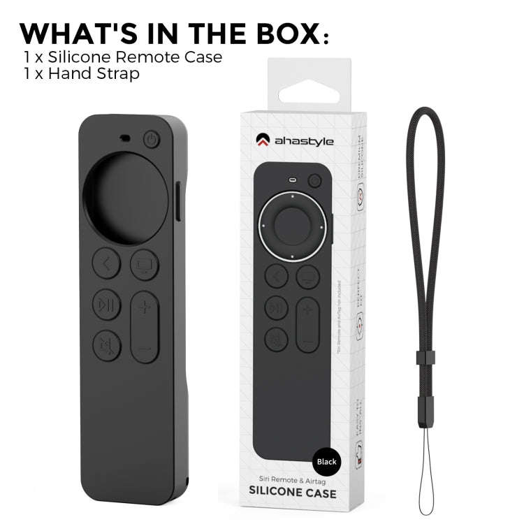 For Apple TV Siri Remote 2/3 AhaStyle PT165 Remote Controller Silicone Protective Case(Black)