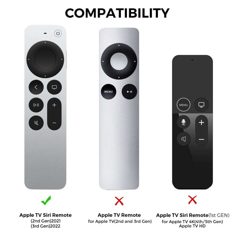 For Apple TV Siri Remote 2/3 AhaStyle PT165 Remote Controller Silicone Protective Case(Black)