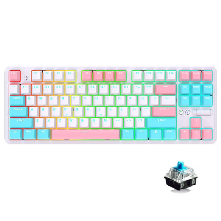 Ajazz K870T Pro 87 Keys Three Mode Wireless/Bluetooth/Wired Pluggable RGB Mechanical Keyboard Gre...