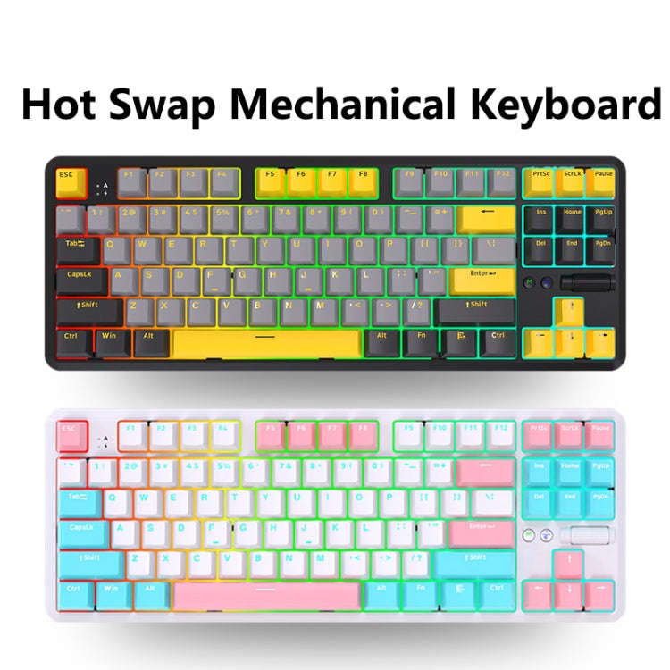 Ajazz K870T Pro 87 Keys Three Mode Wireless/Bluetooth/Wired Pluggable RGB Mechanical Keyboard Tea...