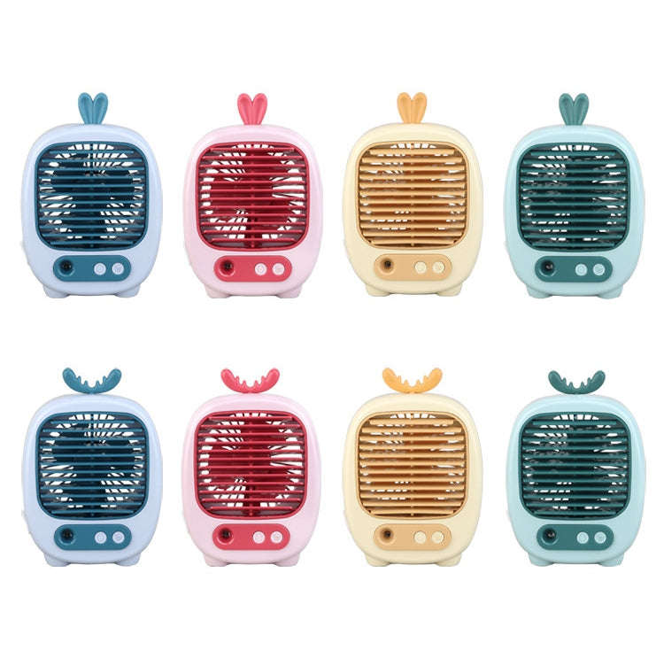 1315 Spray Humidification Hydrating Cartoon Fan USB Charging Desktop Fan(Bunny Blue)
