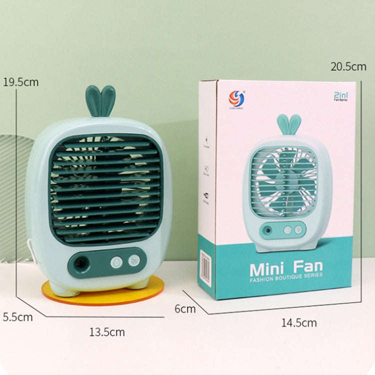 1315 Spray Humidification Hydrating Cartoon Fan USB Charging Desktop Fan(Bunny Blue)
