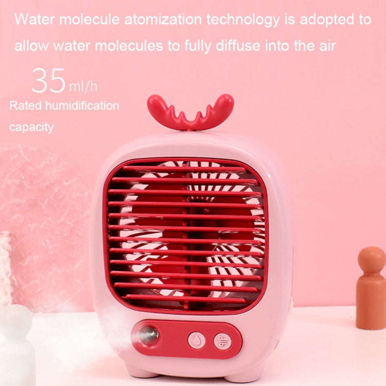 1315 Spray Humidification Hydrating Cartoon Fan USB Charging Desktop Fan(Bunny Blue)