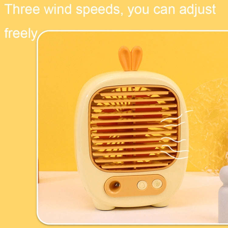 1315 Spray Humidification Hydrating Cartoon Fan USB Charging Desktop Fan(Bunny Blue)