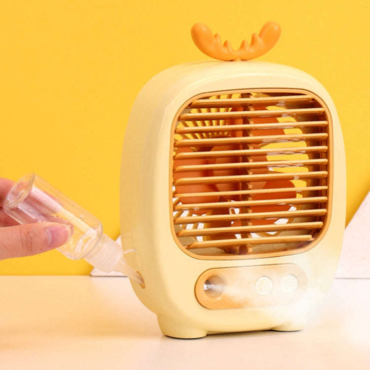 1315 Spray Humidification Hydrating Cartoon Fan USB Charging Desktop Fan(Deer Pink)