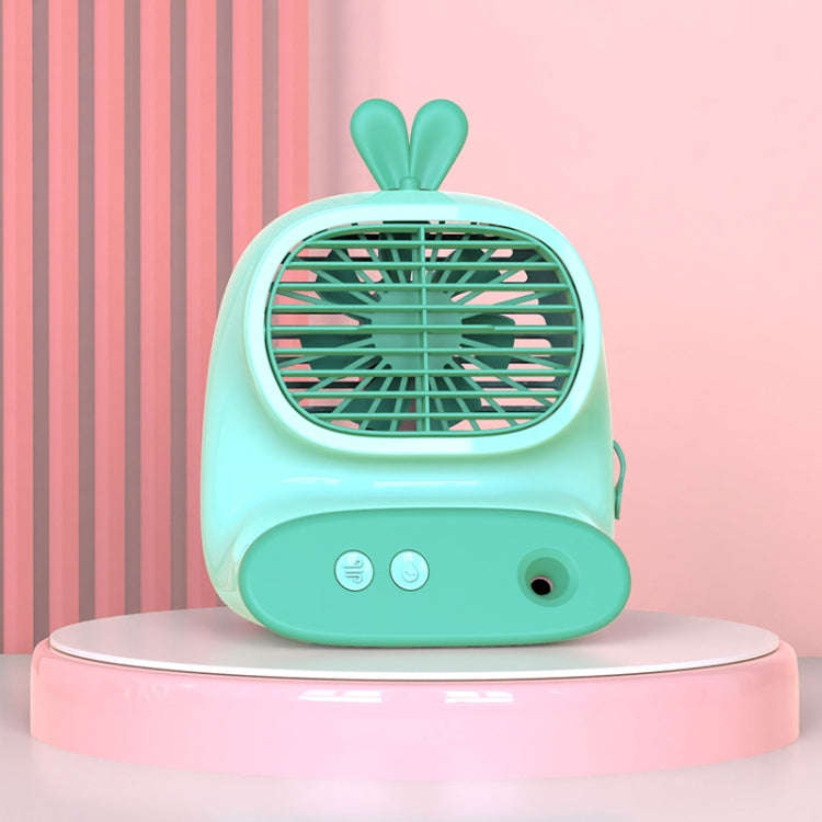 CS1319 Desktop Small Hydrating Spray Cartoon Fan Rechargeable Silent Humidifying Fan(Bunny Green)