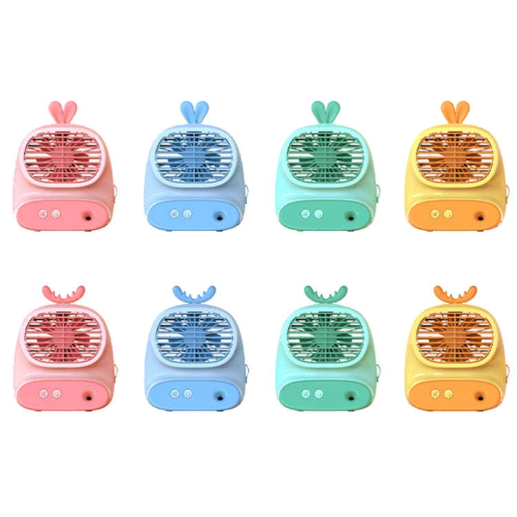 CS1319 Desktop Small Hydrating Spray Cartoon Fan Rechargeable Silent Humidifying Fan(Bunny Green)
