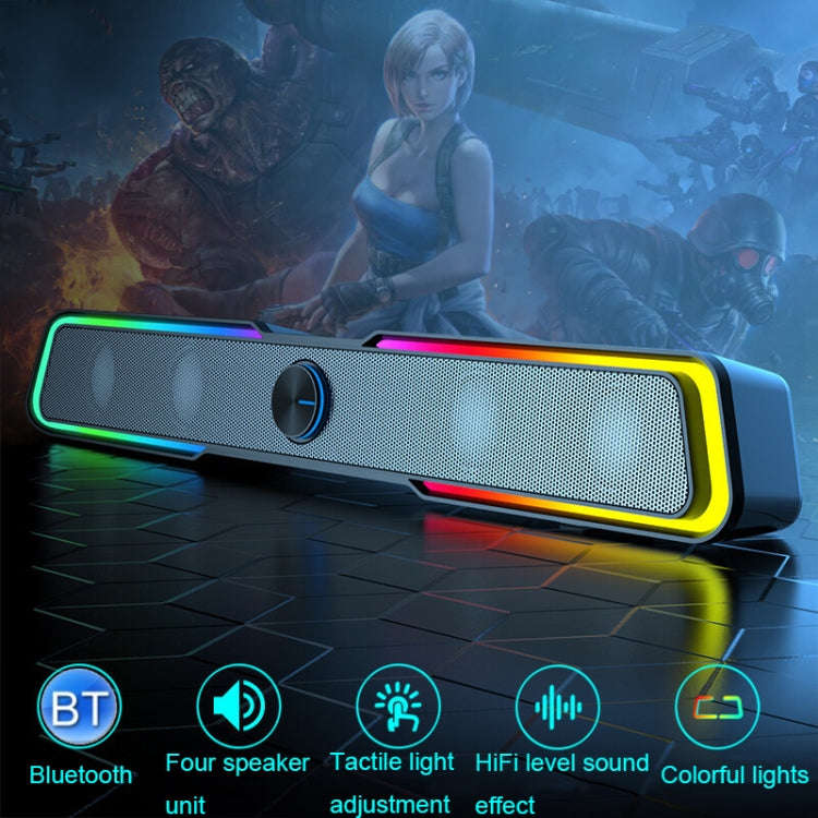 Wired Version DHE6002S RGB Lights HiFi Sound Effect Computer Audio Desktop Long Strip Speakers