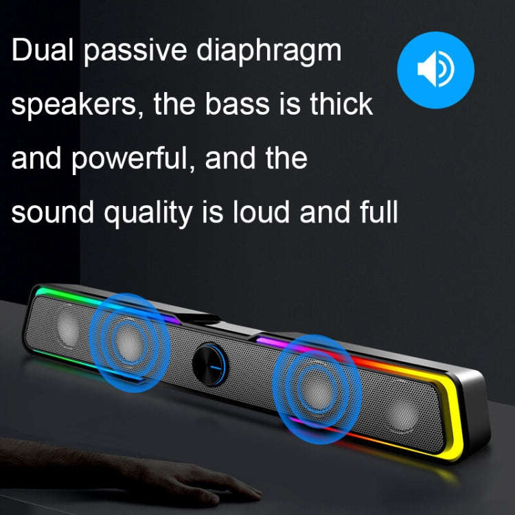 Wired Version DHE6002S RGB Lights HiFi Sound Effect Computer Audio Desktop Long Strip Speakers