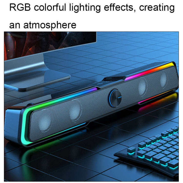 Wired Version DHE6002S RGB Lights HiFi Sound Effect Computer Audio Desktop Long Strip Speakers