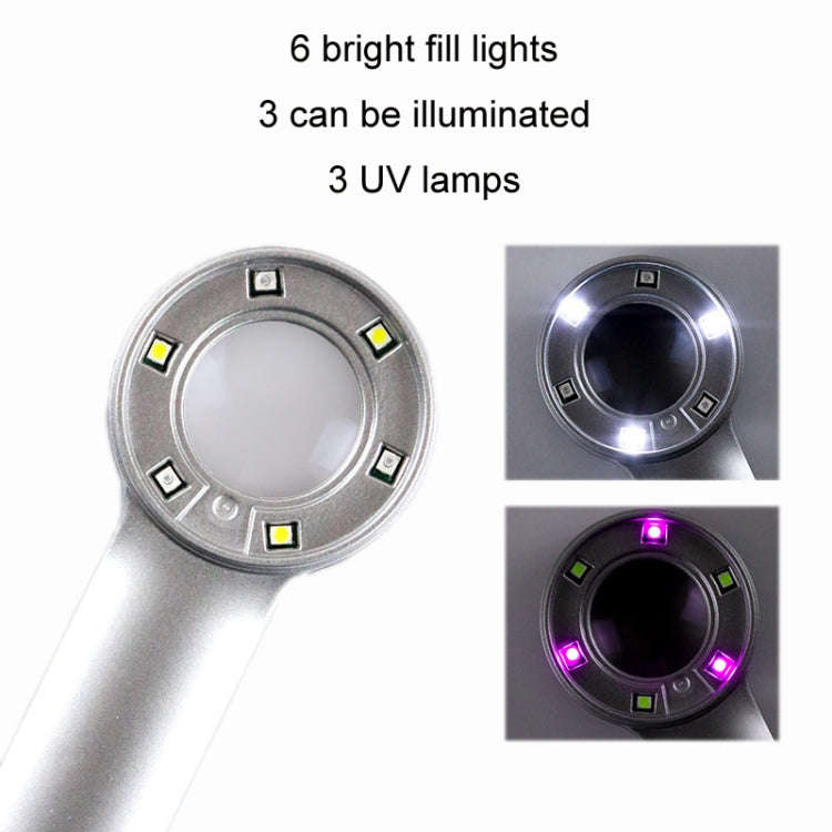 30X Handheld Rechargeable Jewelry Appraisal Magnifier LED Currency Detector Light